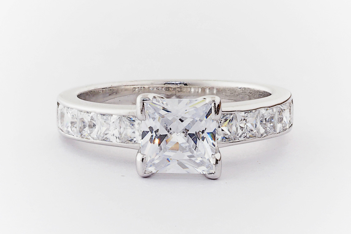 18ct white gold hand made princess cut engagement ring - EverettBrookes ...
