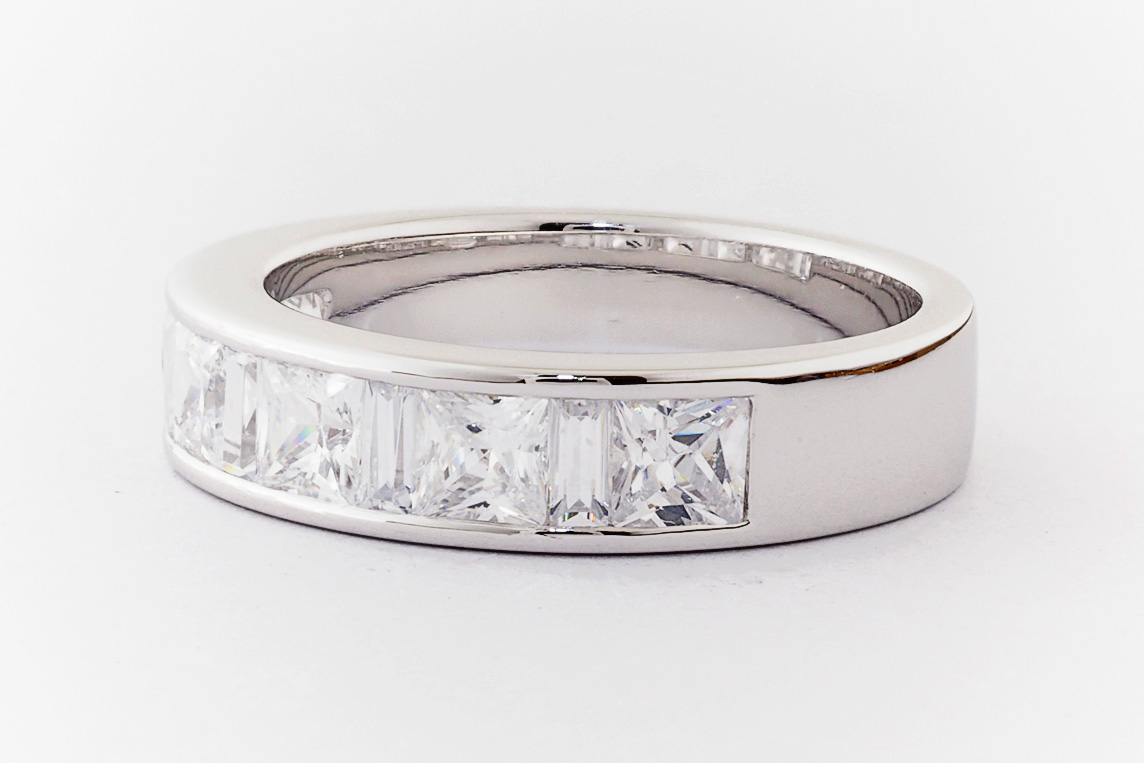 Princess and baguette diamond on sale band