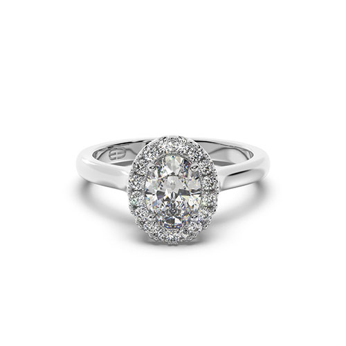 Oval cut diamond shared claw halo engagement ring with 0.5 Carat Oval ...