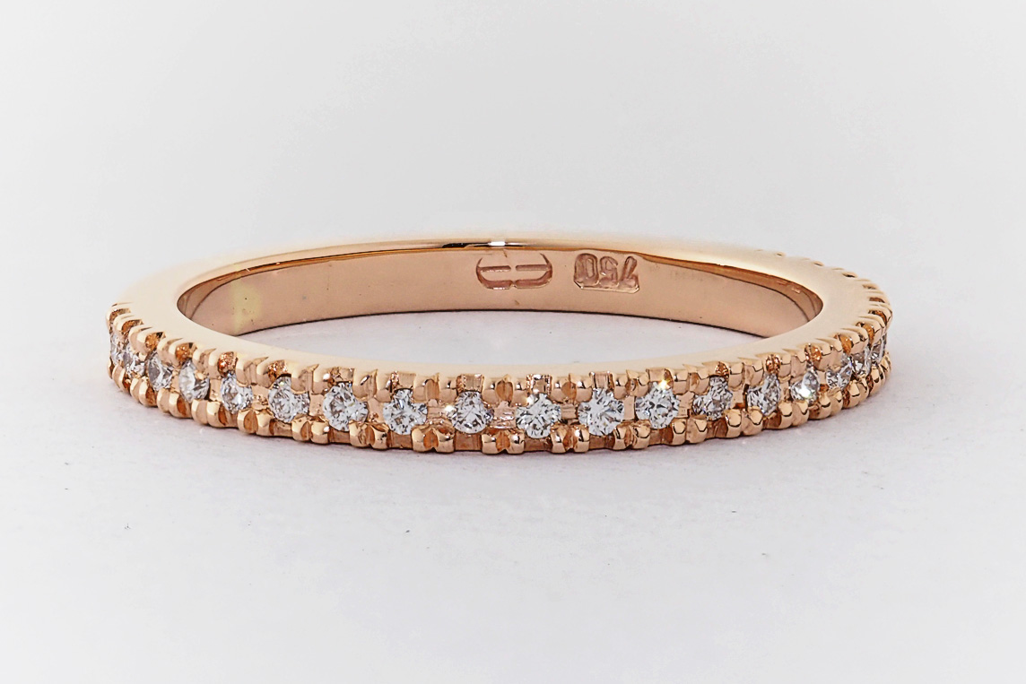 18ct rose gold handmade ladies diamond wedding ring - EverettBrookes ...