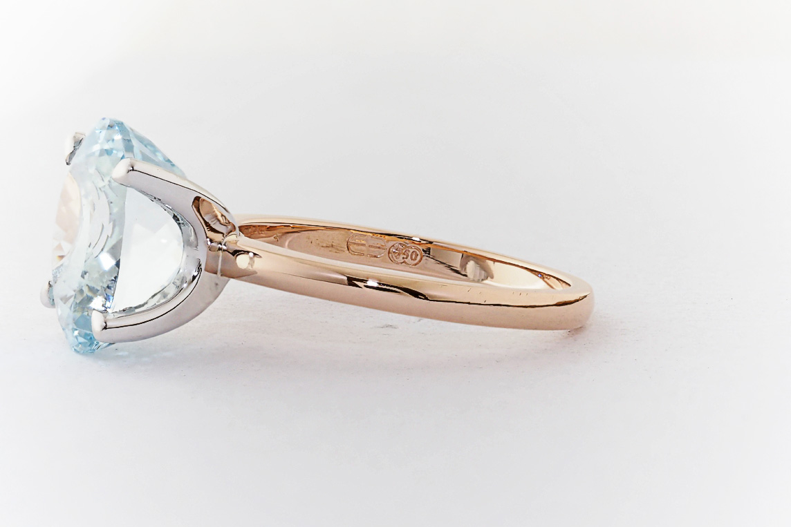 Aquamarine and rose sales gold ring